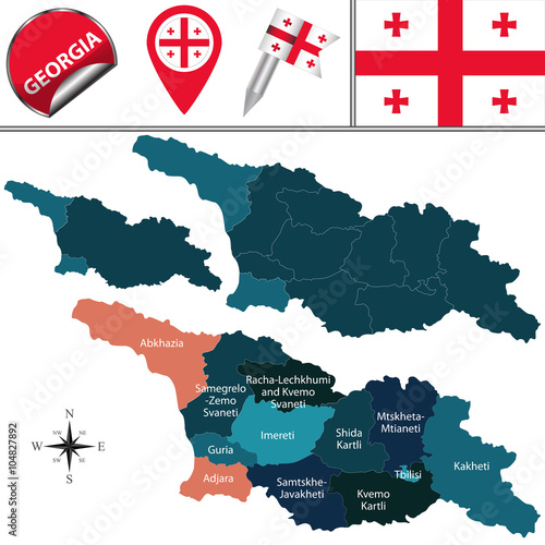 Map of Georgia with named divisions