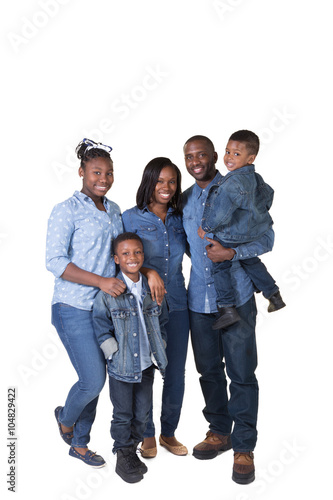 Large african american family isolated on white