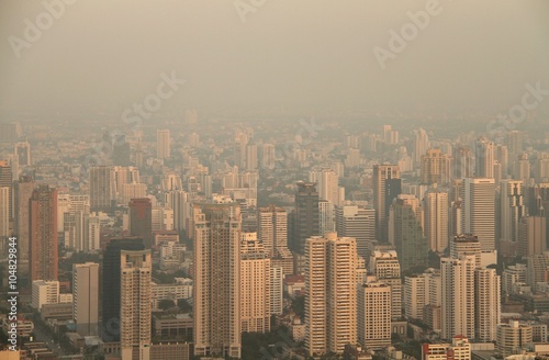 Aerial view of big city at misty morning  Bangkok Thailand
