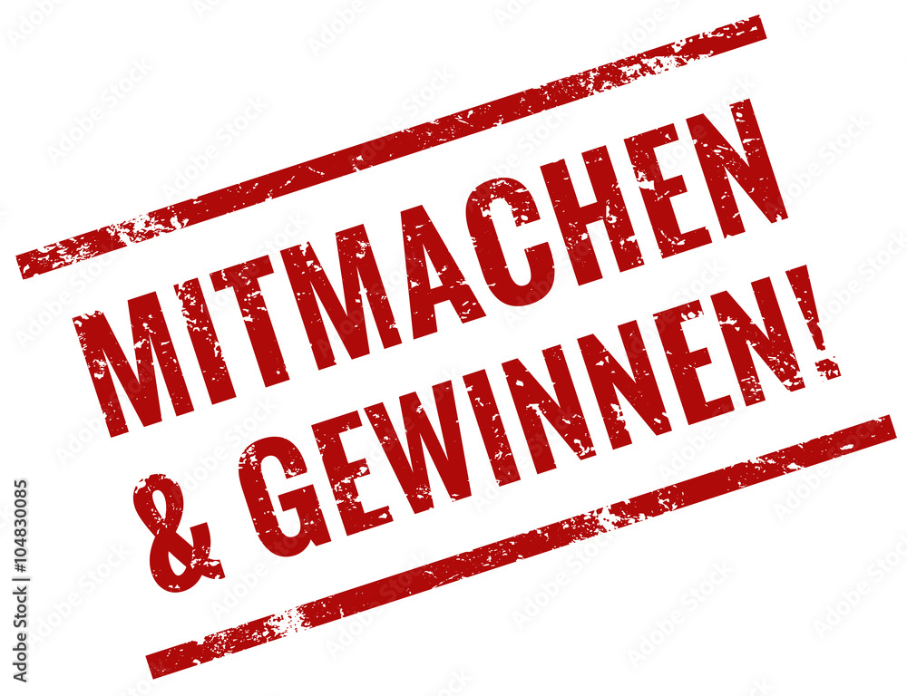 Mitmachen und Gewinnen Stempel rot grunge Mitmachen und Gewinnen Stempel rot grunge