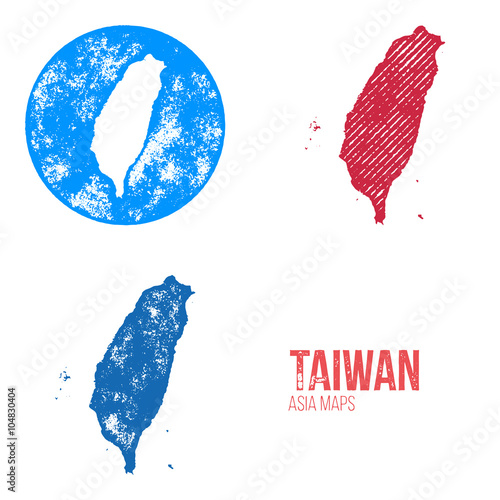 Taiwan Grunge Retro Maps - Asia