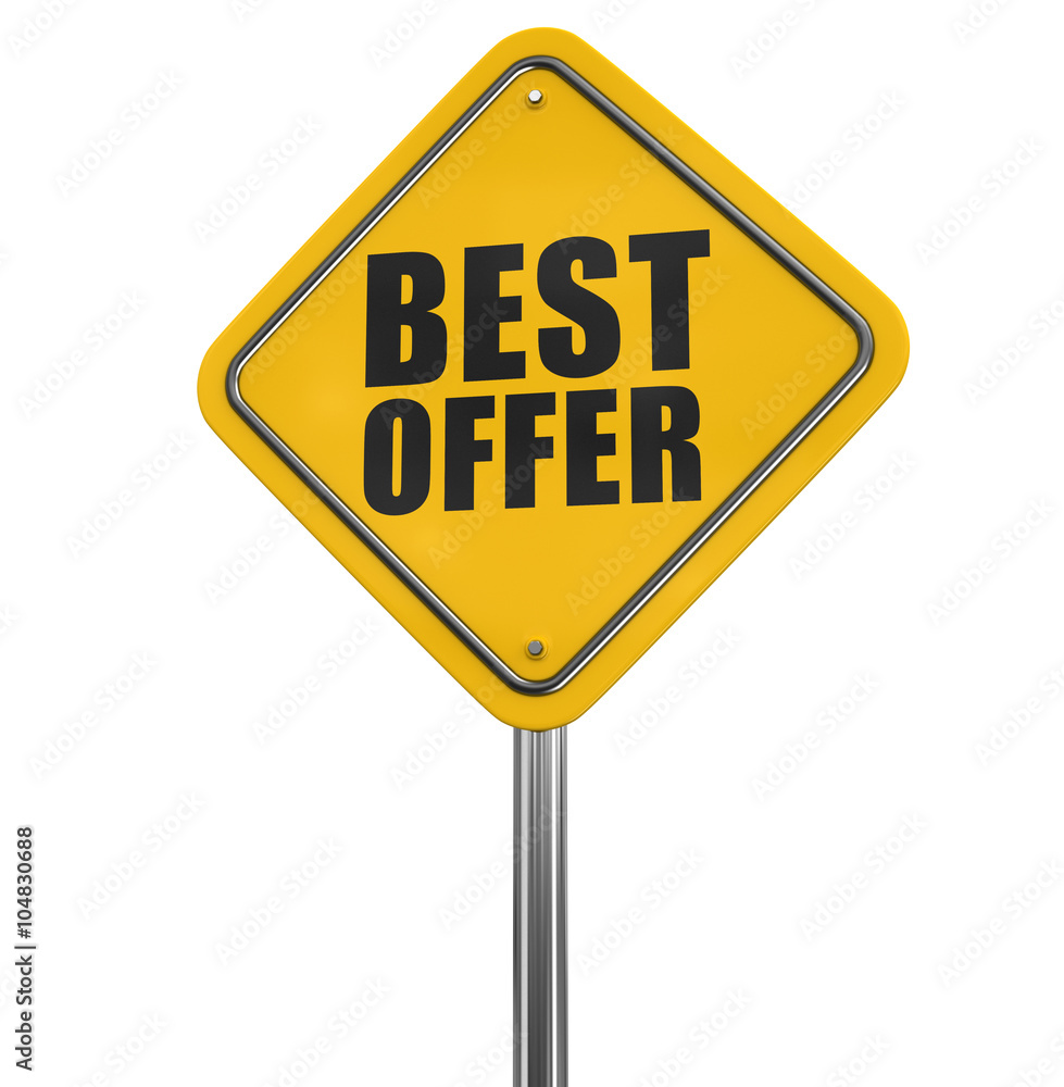 Best offer road sign. Image with clipping path Best offer road sign. Image with clipping path
