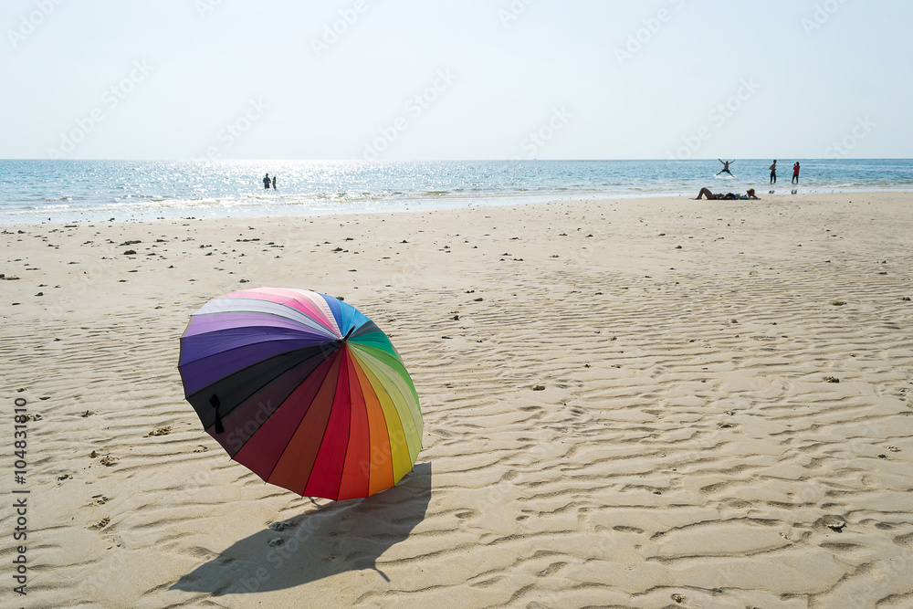 colorful umbrella on the beach in Phuket Thailand
