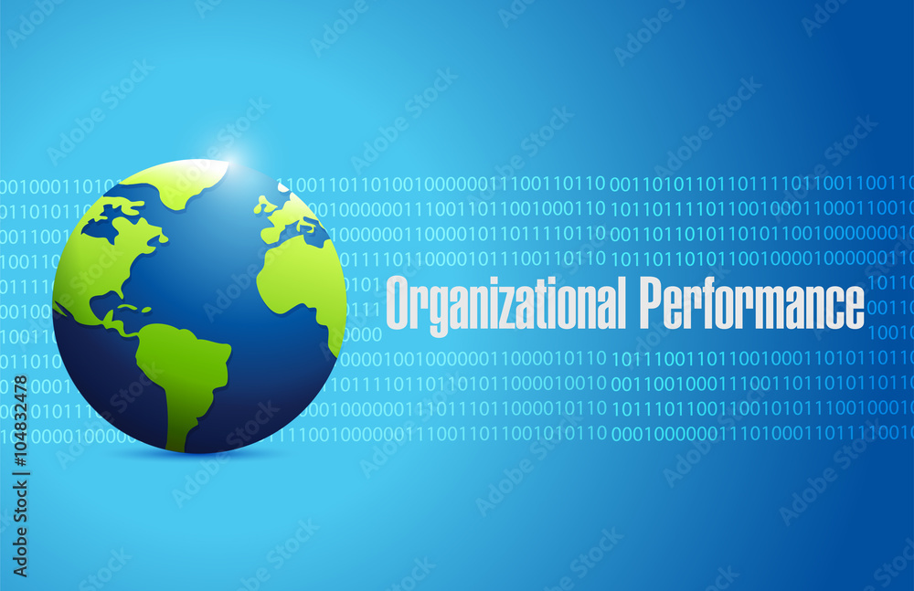 organizational performance globe binary sign organizational performance globe binary sign