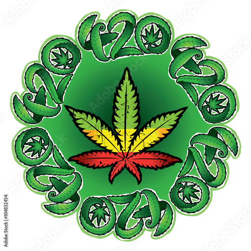 Marijuana leaf symbol stamps vector illustration
