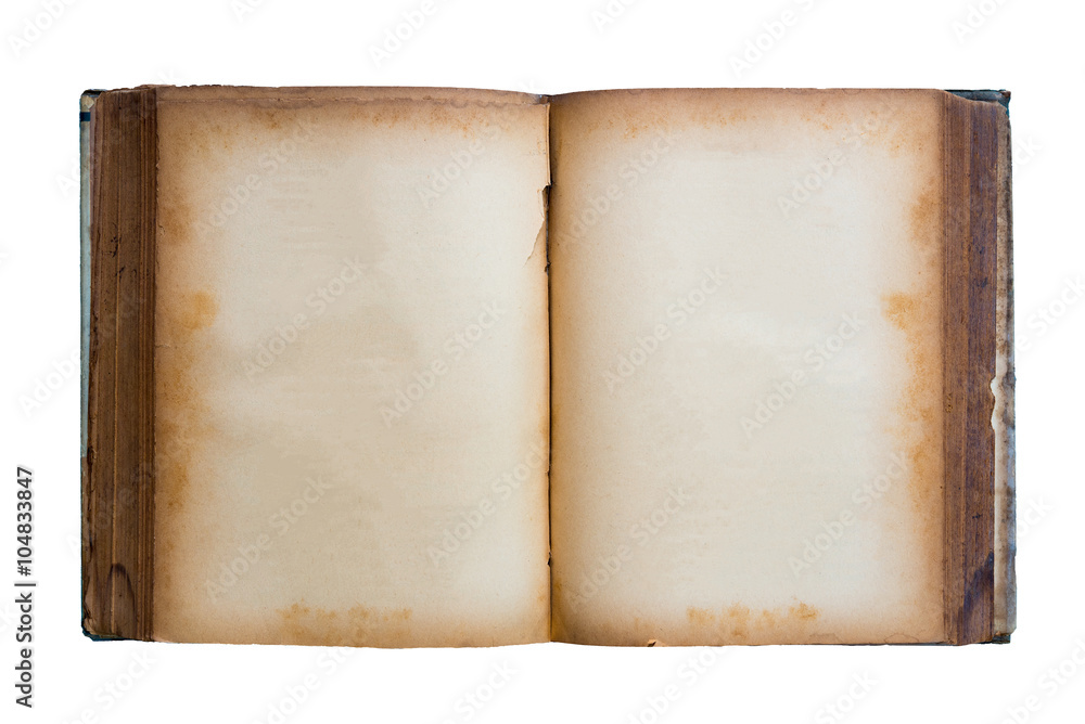 open old book isolated on white background. open old book isolated on white background.