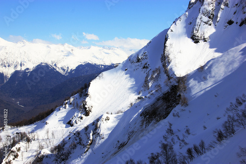 Snowy mountain peaks winter landscape