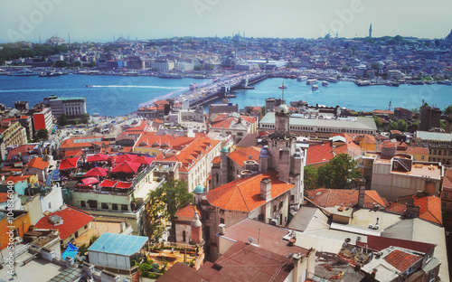 View towards Blu Mosque from the Galata Tower, Istanbul, Turkey