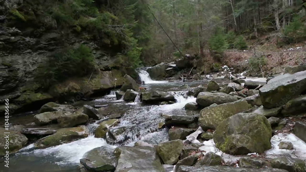 mountain river, slow motion mountain river, slow motion