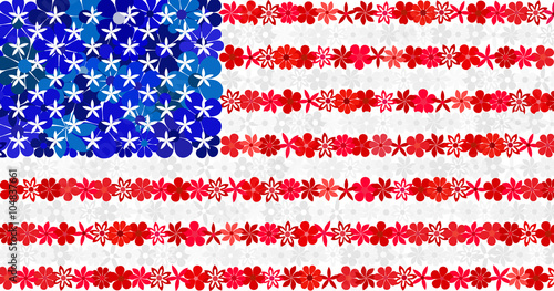 Floral mosaic flag of the USA