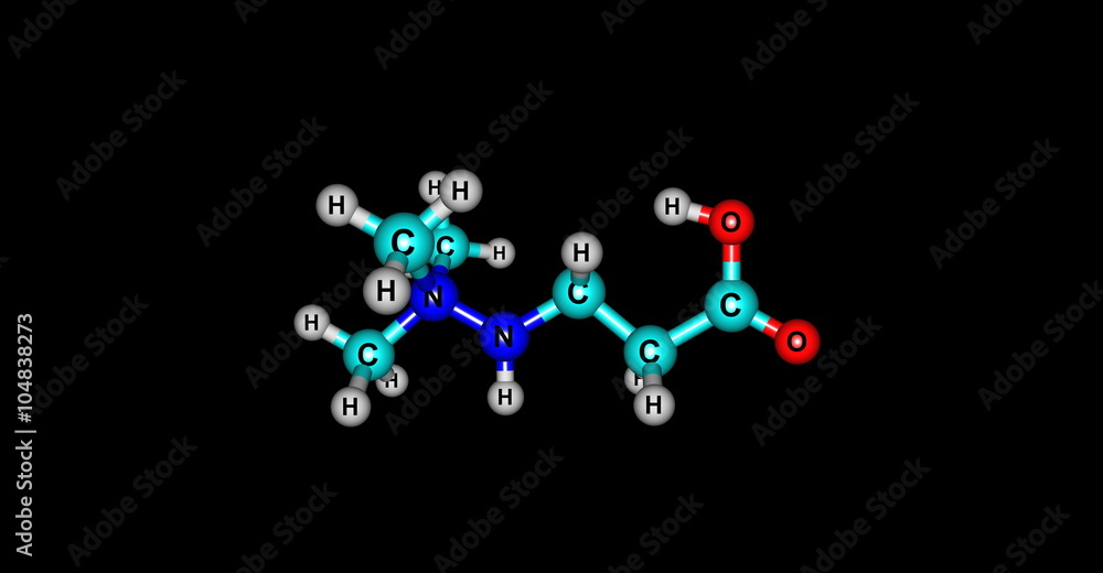 Meldonium molecular structure isolated on black Meldonium molecular structure isolated on black