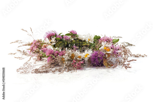 Summer flower wreath on a white background