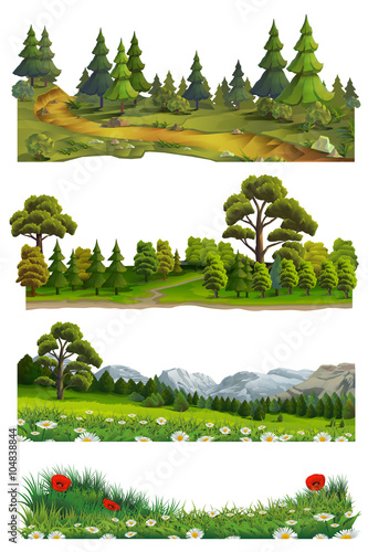 Nature landscape, vector set
