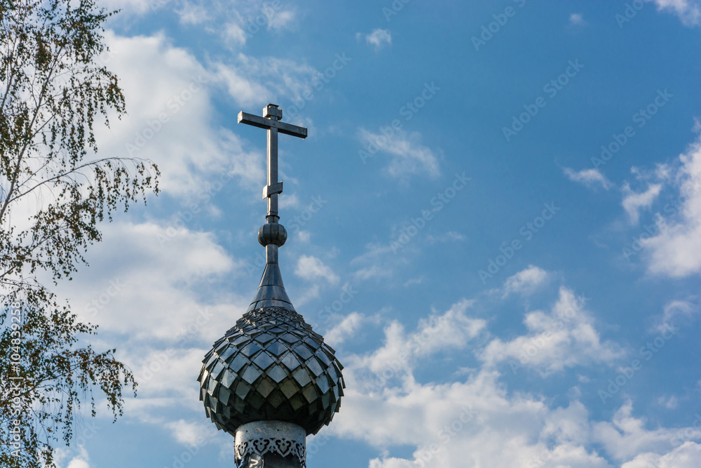 Dome with a cross on the chapel of the Holy spring of St. Leonti