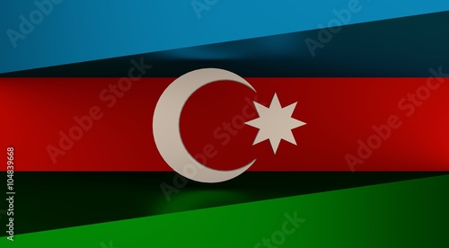 Azerbaidjan flag design concept. 3d shapes. Image relative to travel and politic themes