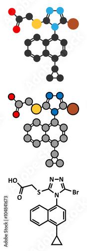 Lesinurad gout drug molecule.