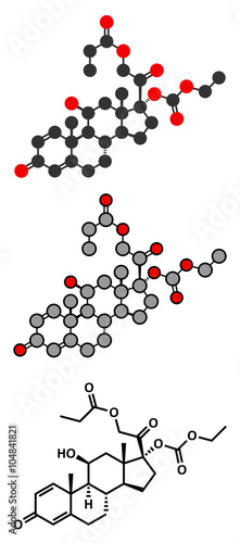 Prednicarbate topical corticosteroid drug molecule.