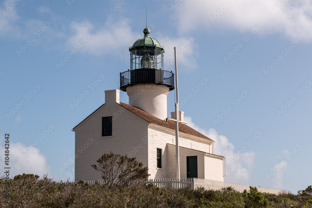 The historic Old Point Loma lighthouse at Cabrillo National Monument in San Diego, California.