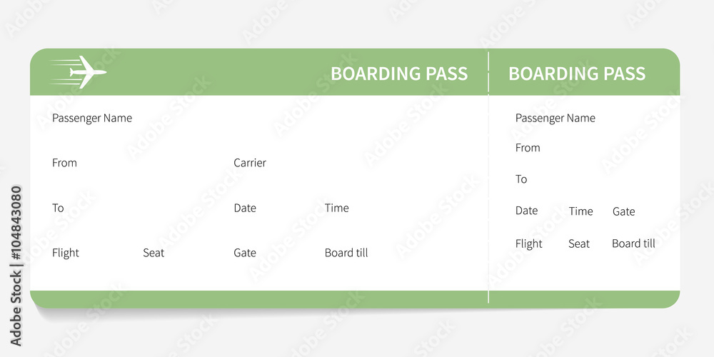 green boarding pass  - obrazy, fototapety, plakaty 