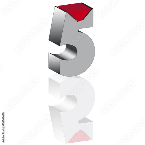 5 Strich rot 3d