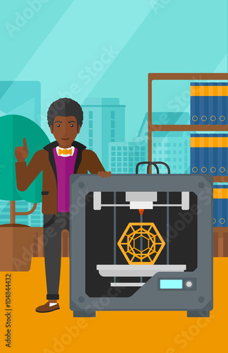 Man with three D printer.