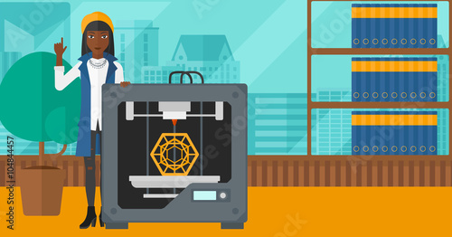 Woman with three D printer.