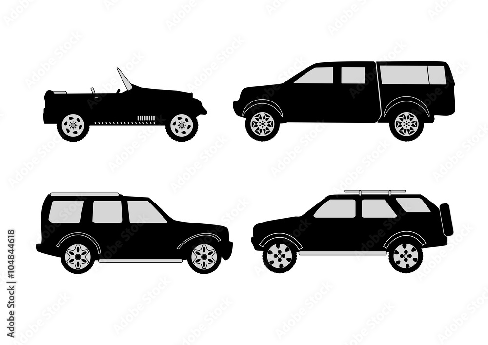 off-road 4x4 vehicle illustration set