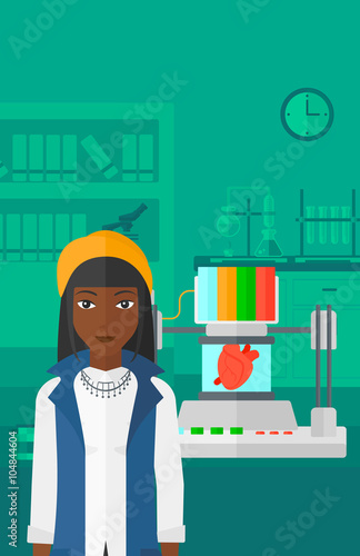 Woman with three D printer.