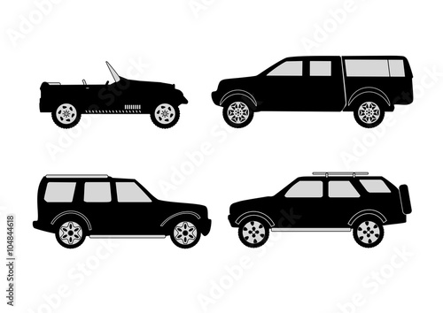 off-road 4x4 vehicle illustration set