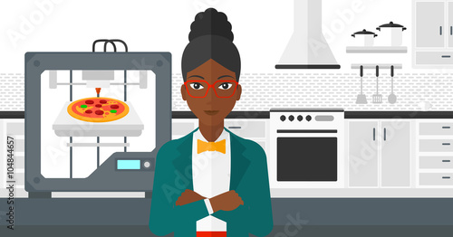 Woman with three D printer.