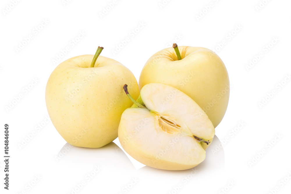 ripe yellow apple isolated on white ripe yellow apple isolated on white