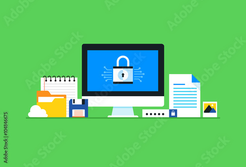 Data protection. Flat design modern vector illustration concept.