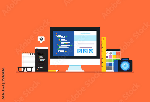 Web development. Flat design modern vector illustration concept.