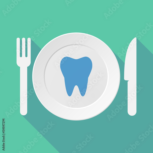 Long shadow tableware illustration with a tooth