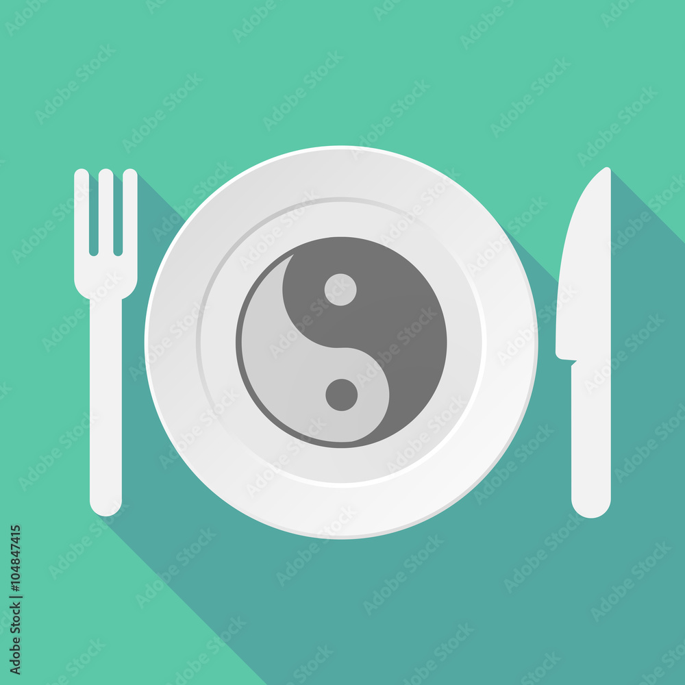 Long shadow tableware illustration with a ying yang Long shadow tableware illustration with a ying yang