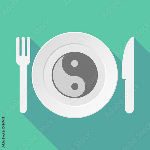Long shadow tableware illustration with a ying yang