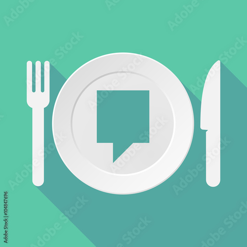 Long shadow tableware illustration with a tooltip