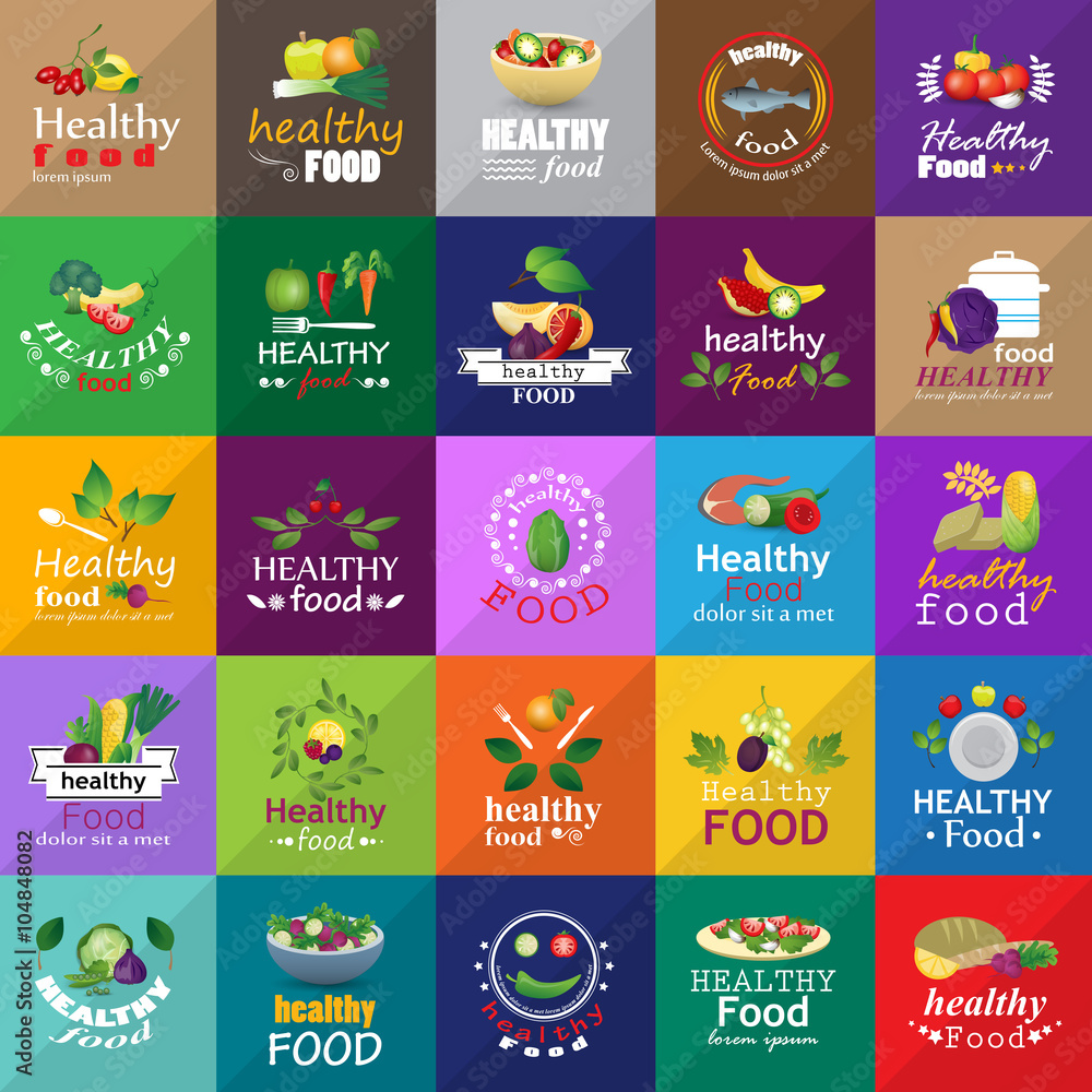 Healthy Food Icons Set - Isolated On Mosaic Background:Vector Illustration,Graphic Design.For Web,Websites,Print, App,Presentation Templates,Mobile Applications And Promotional Materials.Shopping Tag
