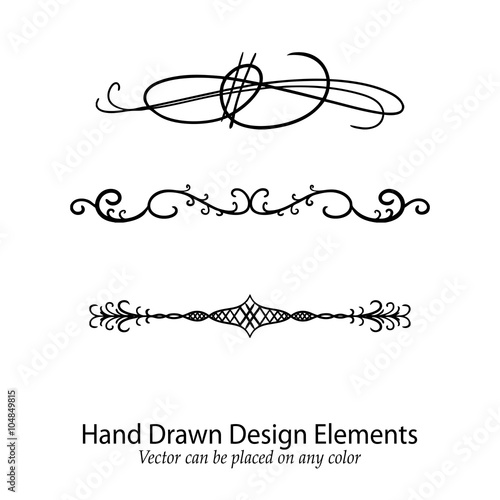 abstract vector design elements, set of beautiful fancy curls and swirls paragraph or text divider, underline design, or border, black ink lines. Wedding design element. Vector can go on any color.