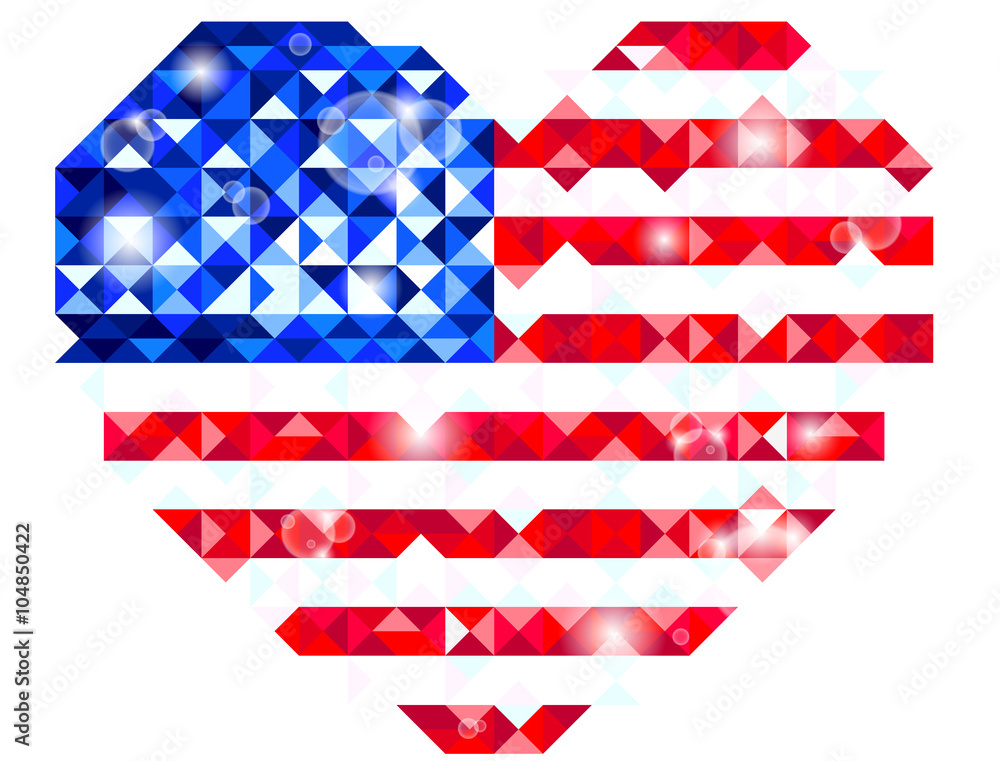 Vector of Heart shaped US flag Vector of Heart shaped US flag