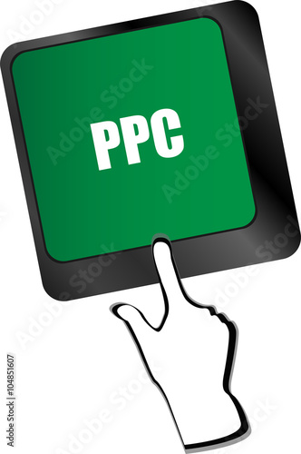 PPC (Pay Per Click) Concept. Button on Modern Computer Keyboard