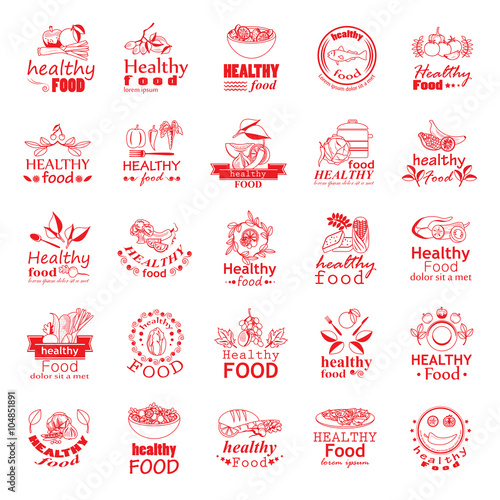 Healthy Food Icons Set - Vector Illustration