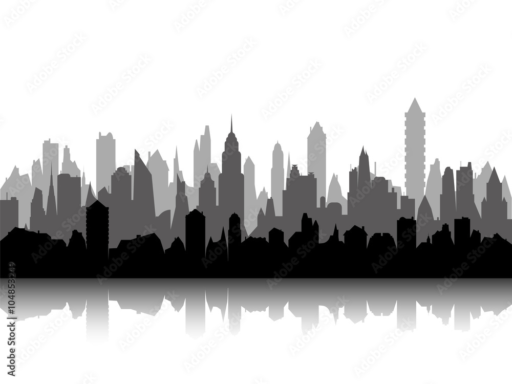 Multilevel silhouette of cityscape