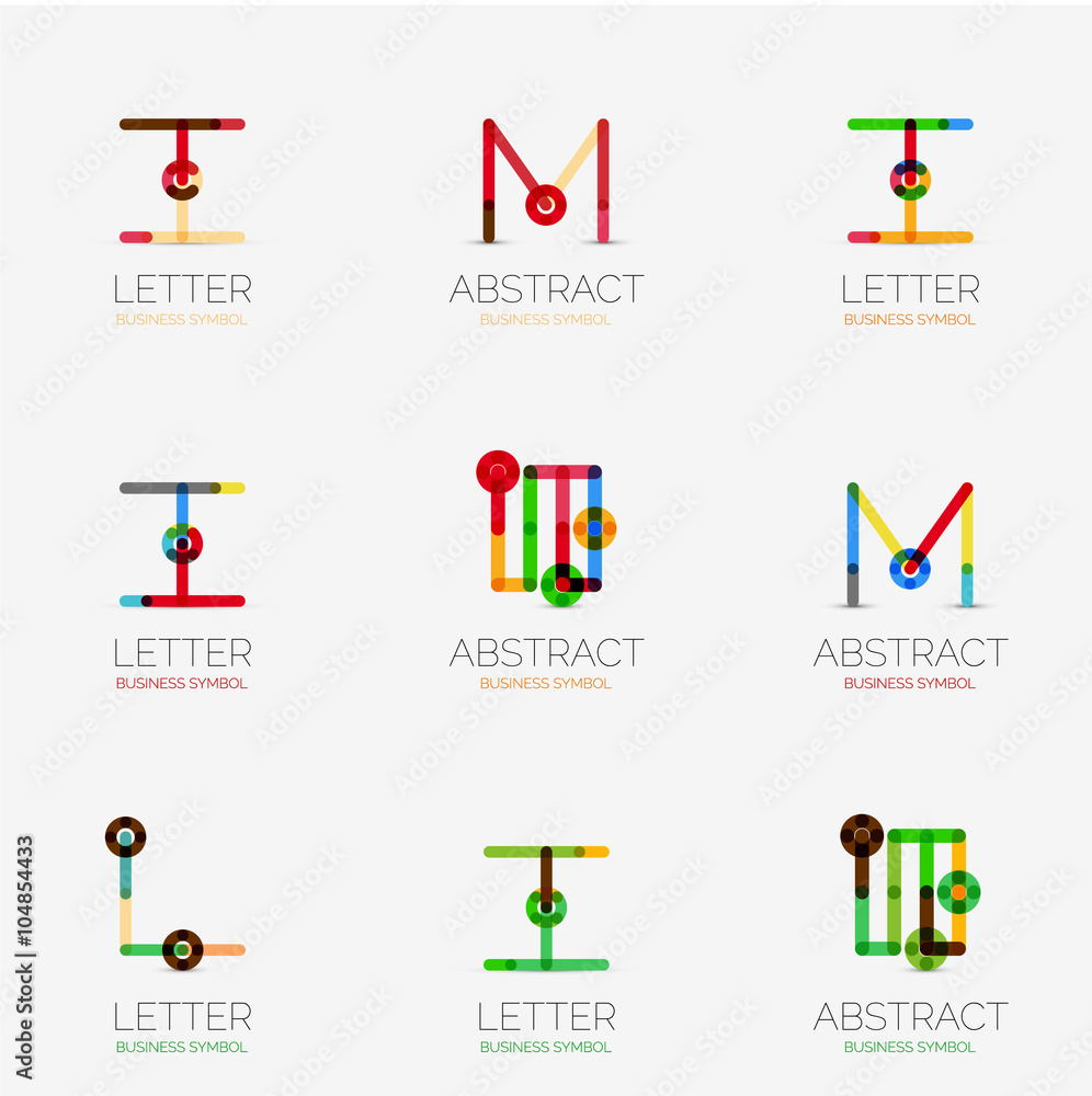 Set of linear abstract geometrical icons and logos Set of linear abstract geometrical icons and logos