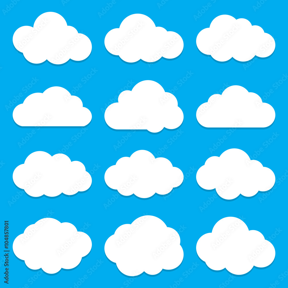 Cloud Shapes collection. Set of Flat Cloud Icons.