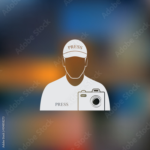 Press photographer with photo camera Vector icon