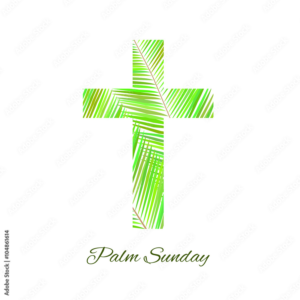 Palm Sunday cross isolated on white background. 