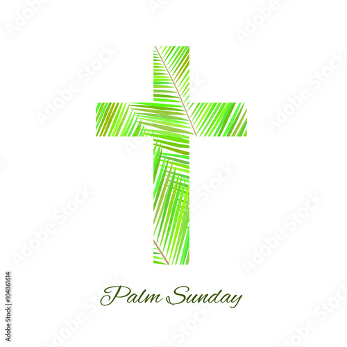 Palm Sunday cross isolated on white background. 