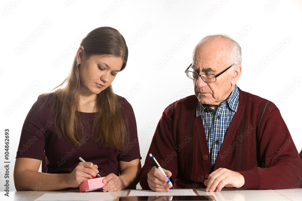 girl helping senior