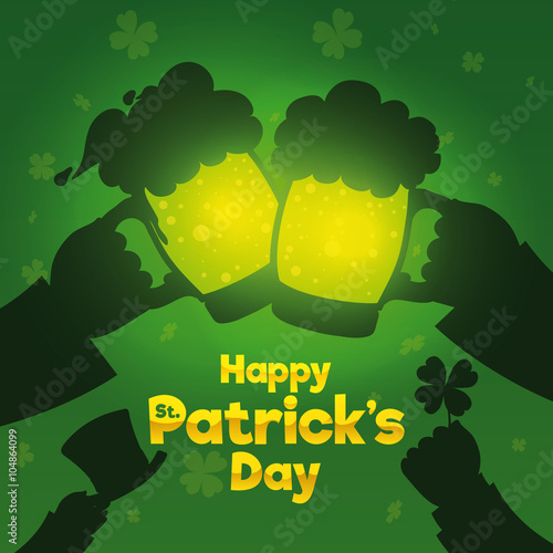 Couple of Friends Gathering in the Bar and Celebrating St. Patrick's Day, Vector Illustration